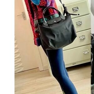 Longchamp Black Nylon Le Pliage Top-Handle Crossbody Bag